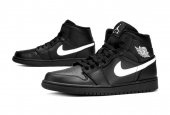 AIR JORDAN 1 MID BLACK WHITE 2018 [554724-049]