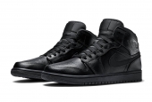 AIR JORDAN 1 MID GS TRIPLE BLACK 2015 [554725-030]