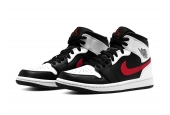 AIR JORDAN 1 MID BLACK CHILE RED WHITE [554724-075]