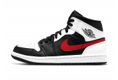 AIR JORDAN 1 MID BLACK CHILE RED WHITE [554724-075]