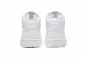 AIR JORDAN 1 MID GS TRIPLE WHITE [554725-130]