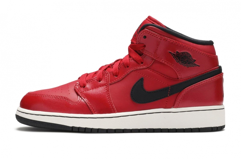 AIR JORDAN 1 MID GYM RED BLACK PATIENT [554725-602]