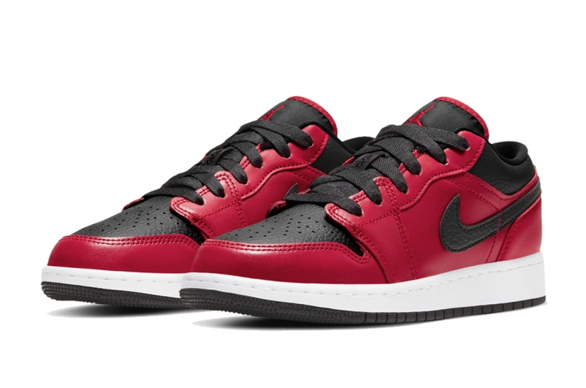 AIR JORDAN 1 LOW GS GYM RED BLACK PEBBLED [553560-605]