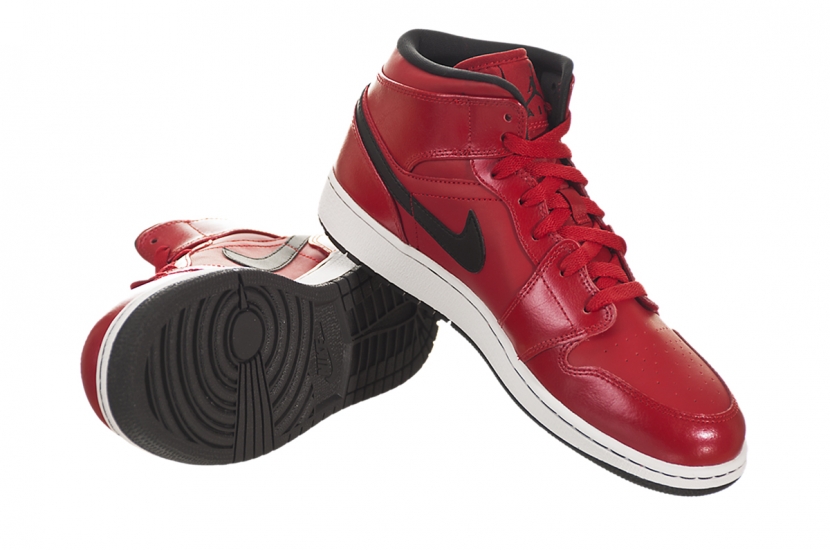 AIR JORDAN 1 MID GYM RED BLACK PATIENT [554725-602]