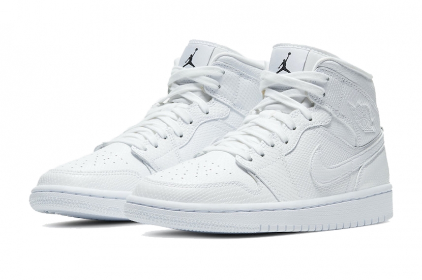 AIR JORDAN 1 MID WHITE SNAKESKIN [BQ6472-110/BQ6472-100]