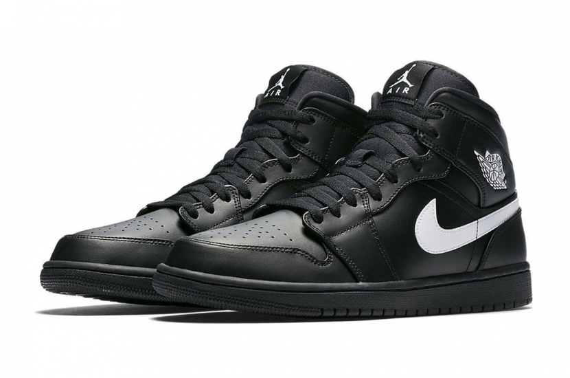 AIR JORDAN 1 MID BLACK WHITE 2018 [554724-049]