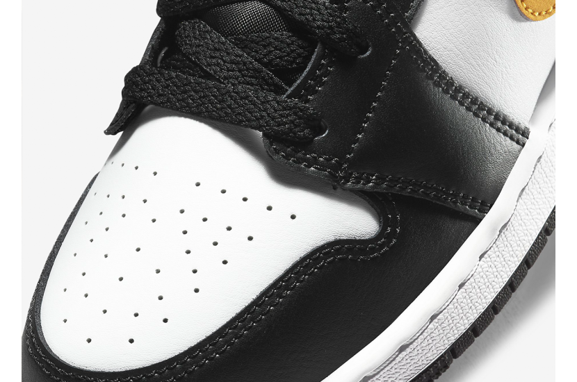 AIR JORDAN 1 MID GS WHITE POLLEN BLACK [554725-177]