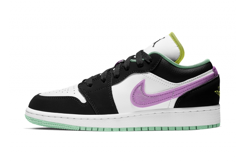 AIR JORDAN 1 LOW BLACK WHITE PURPLE [553560-151]