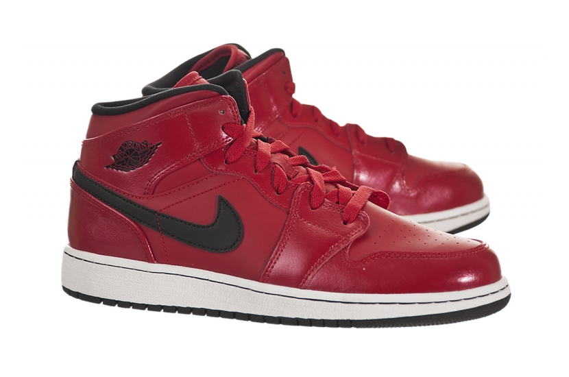 AIR JORDAN 1 MID GYM RED BLACK PATIENT [554725-602]