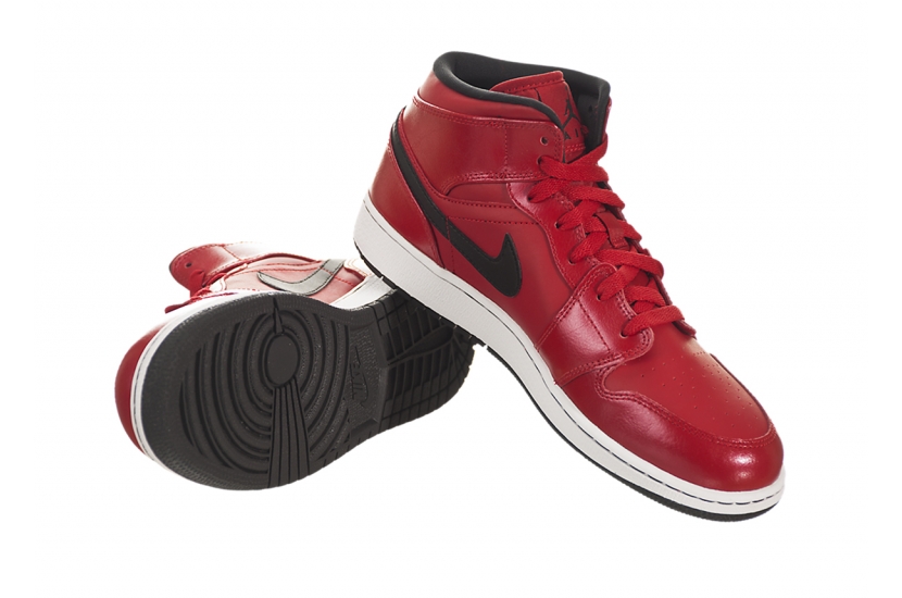 AIR JORDAN 1 MID GYM RED BLACK PATIENT [554725-602]