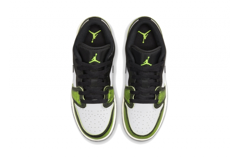 AIR JORDAN 1 LOW WHITE BLACK GREEN GS [DO8244-003]