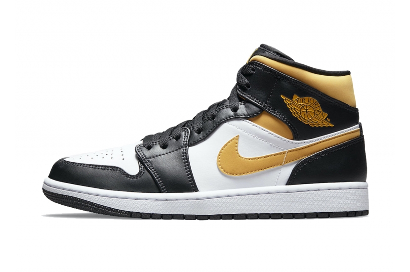 AIR JORDAN 1 MID WHITE POLLEN BLACK [554724-177]