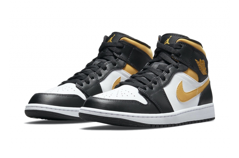 AIR JORDAN 1 MID WHITE POLLEN BLACK [554724-177]