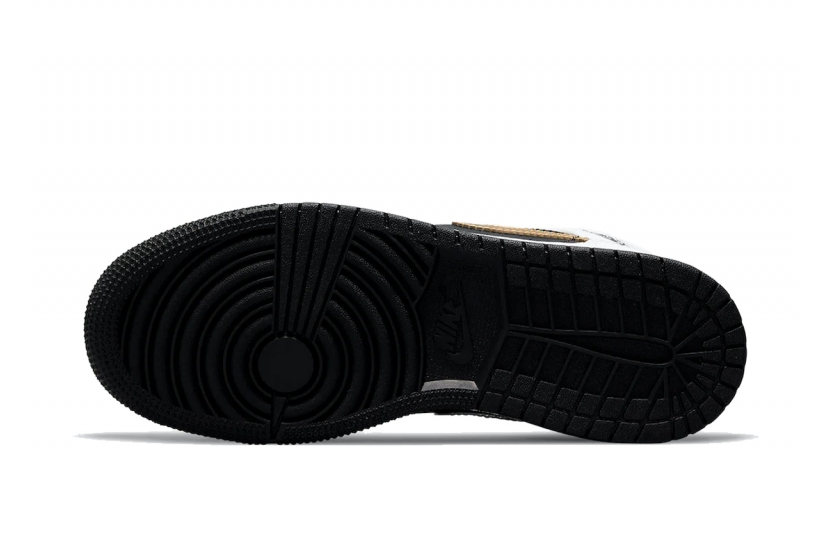 AIR JORDAN 1 MID WHITE BLACK GOLD [554725-190]