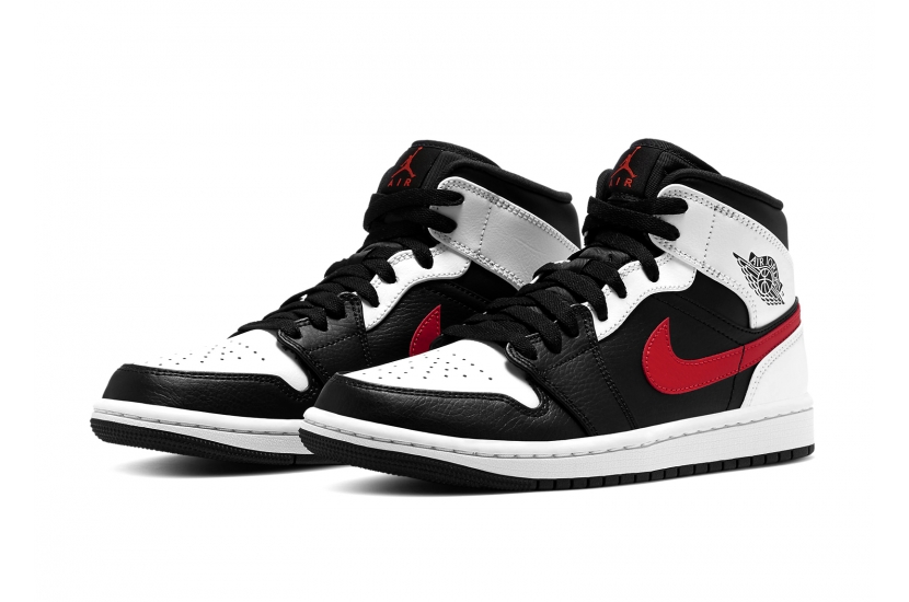 AIR JORDAN 1 MID BLACK CHILE RED WHITE [554724-075]