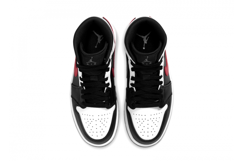 AIR JORDAN 1 MID BLACK CHILE RED WHITE [554724-075]