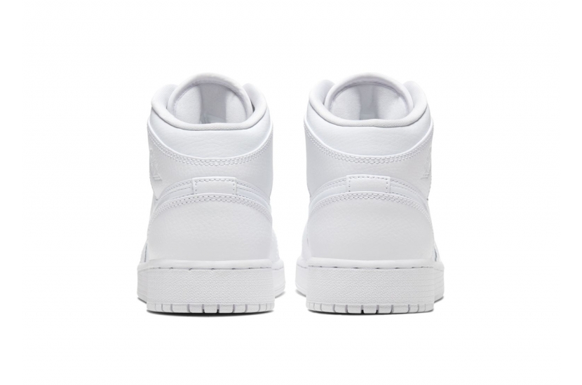 AIR JORDAN 1 MID GS TRIPLE WHITE [554725-130]