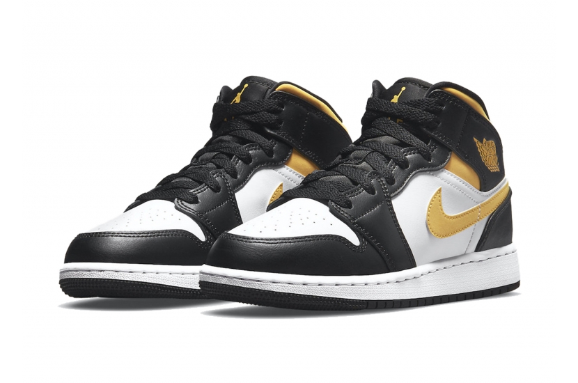 AIR JORDAN 1 MID GS WHITE POLLEN BLACK [554725-177]