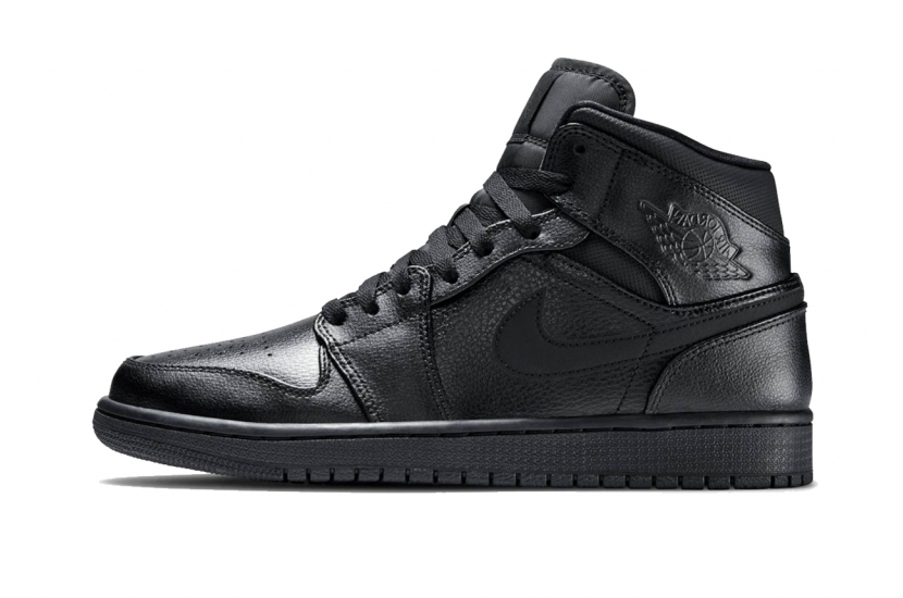 AIR JORDAN 1 MID GS TRIPLE BLACK 2015 [554725-030]